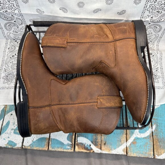 Justin Roper Youth Size 1D US Brown Leather Cowboy Western Boots 3410Y - Picture 9 of 9